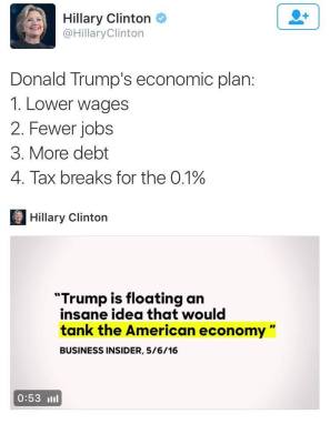 Screenshot from Hillary Clinton's Twitter Page